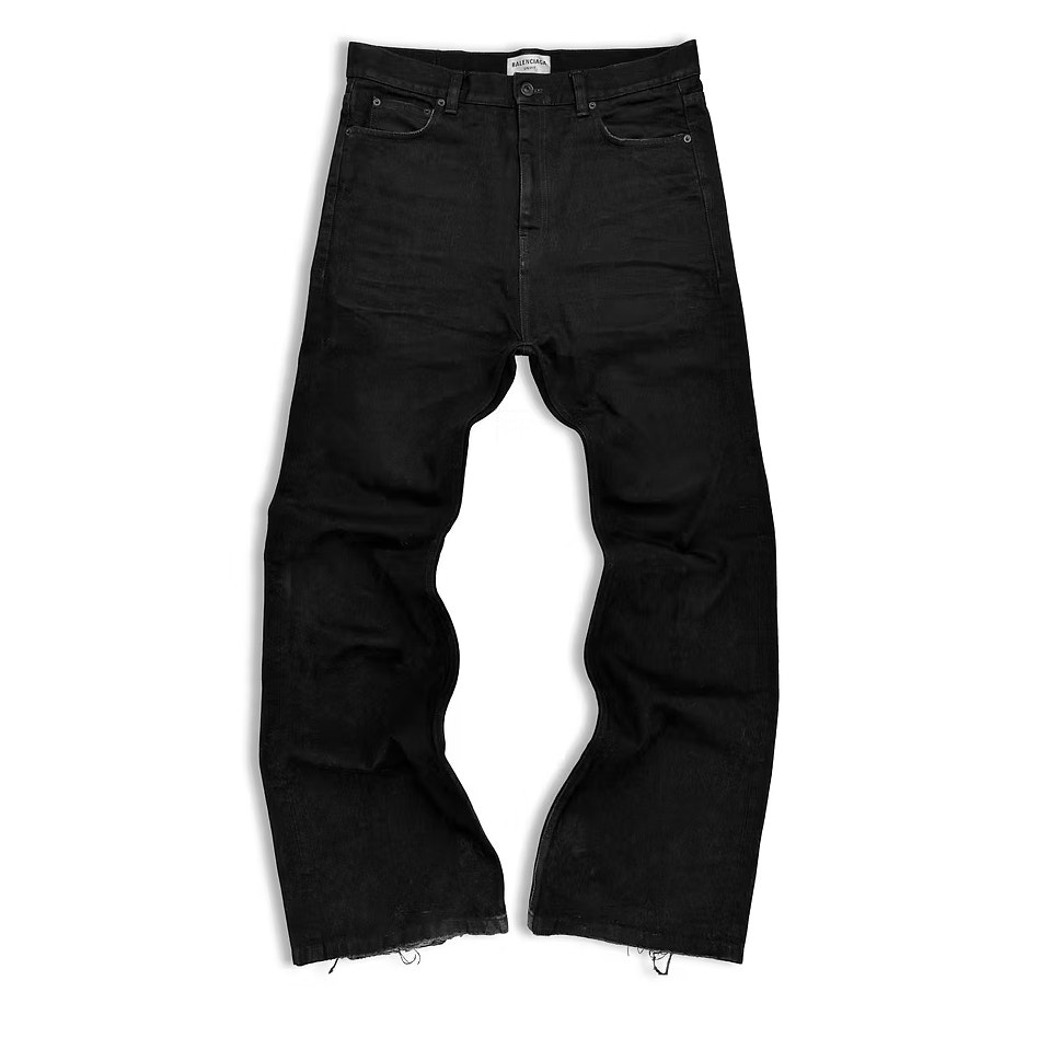 Balenciaga Lost Tape Flared Denim Fw ‘22 Black Size Large Unifit Distressed Hem